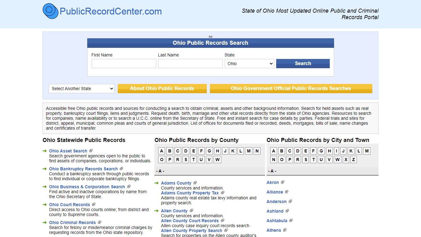 Ohio Free Public Records, Criminal Records And Background Checks